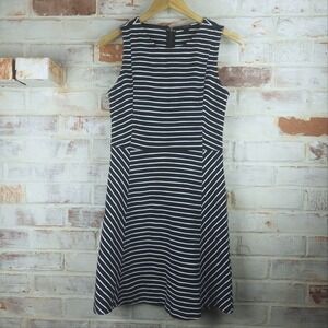 J.Crew Black White Striped Ponte Knit Sleeveless Dress Size 4 Nautical Preppy